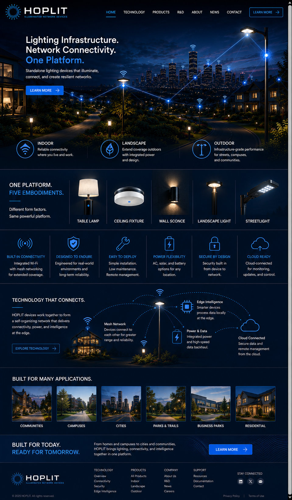 Conceptual HOPLIT connected community at night